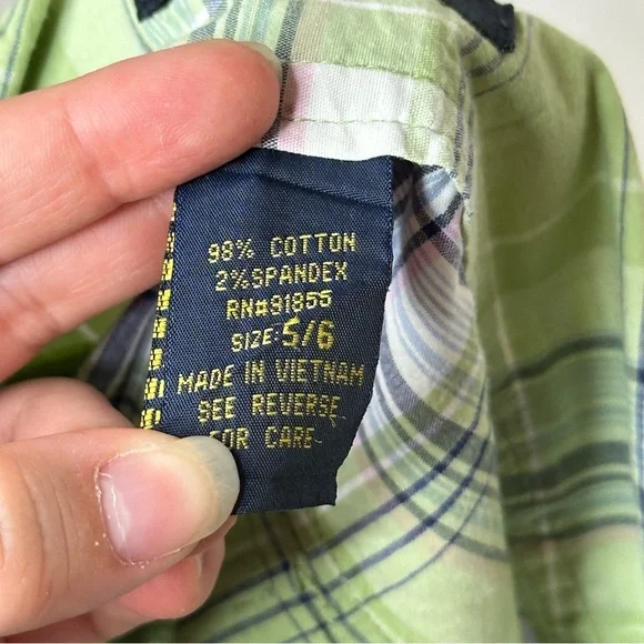 Y2K OTB Green Blue White Plaid Mini Short Sz 6 Scene Mcbling Indie Skater 2000s - Picture 7 of 8